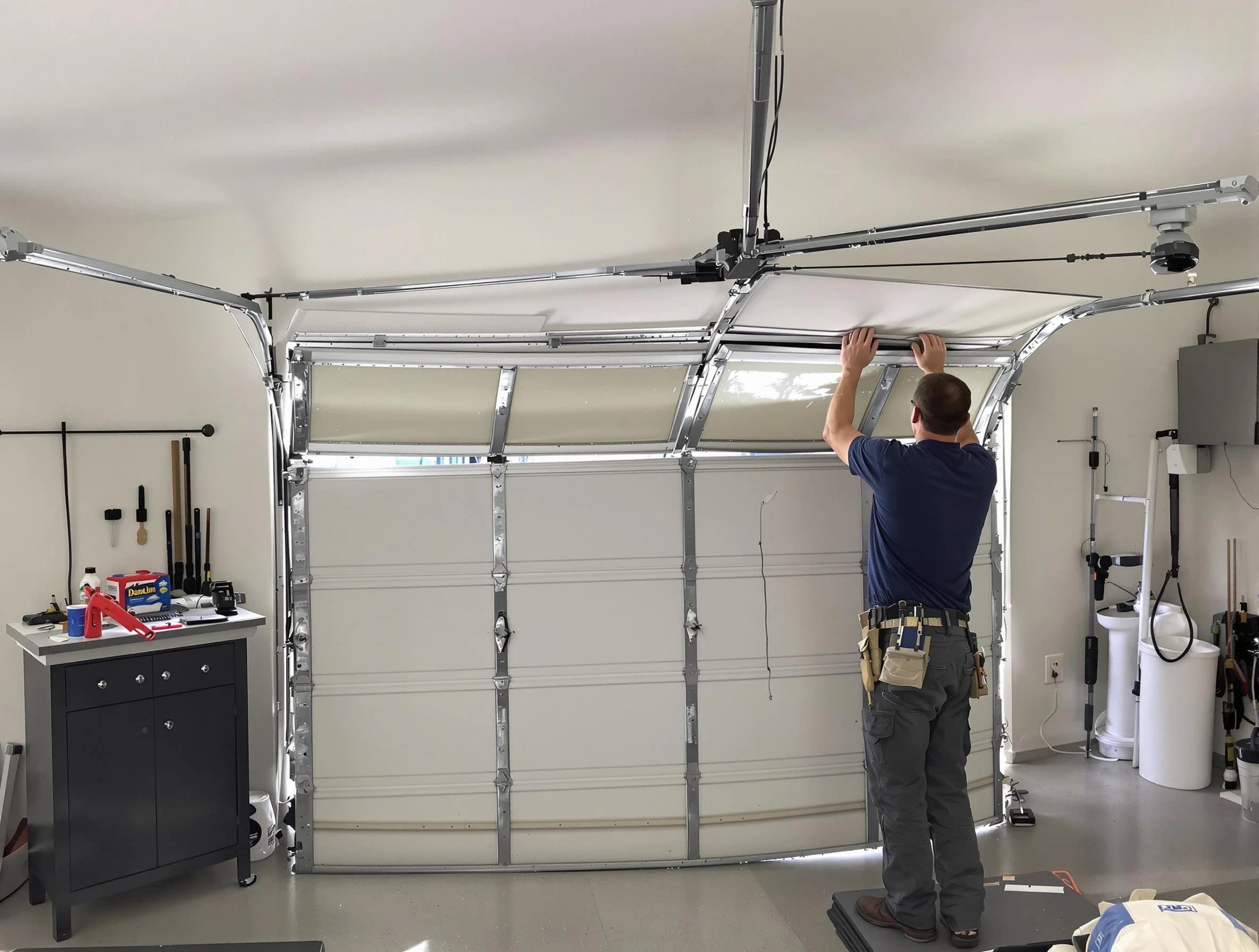 Del City Garage Door Repair specialist performing precise section replacement on Del City garage door