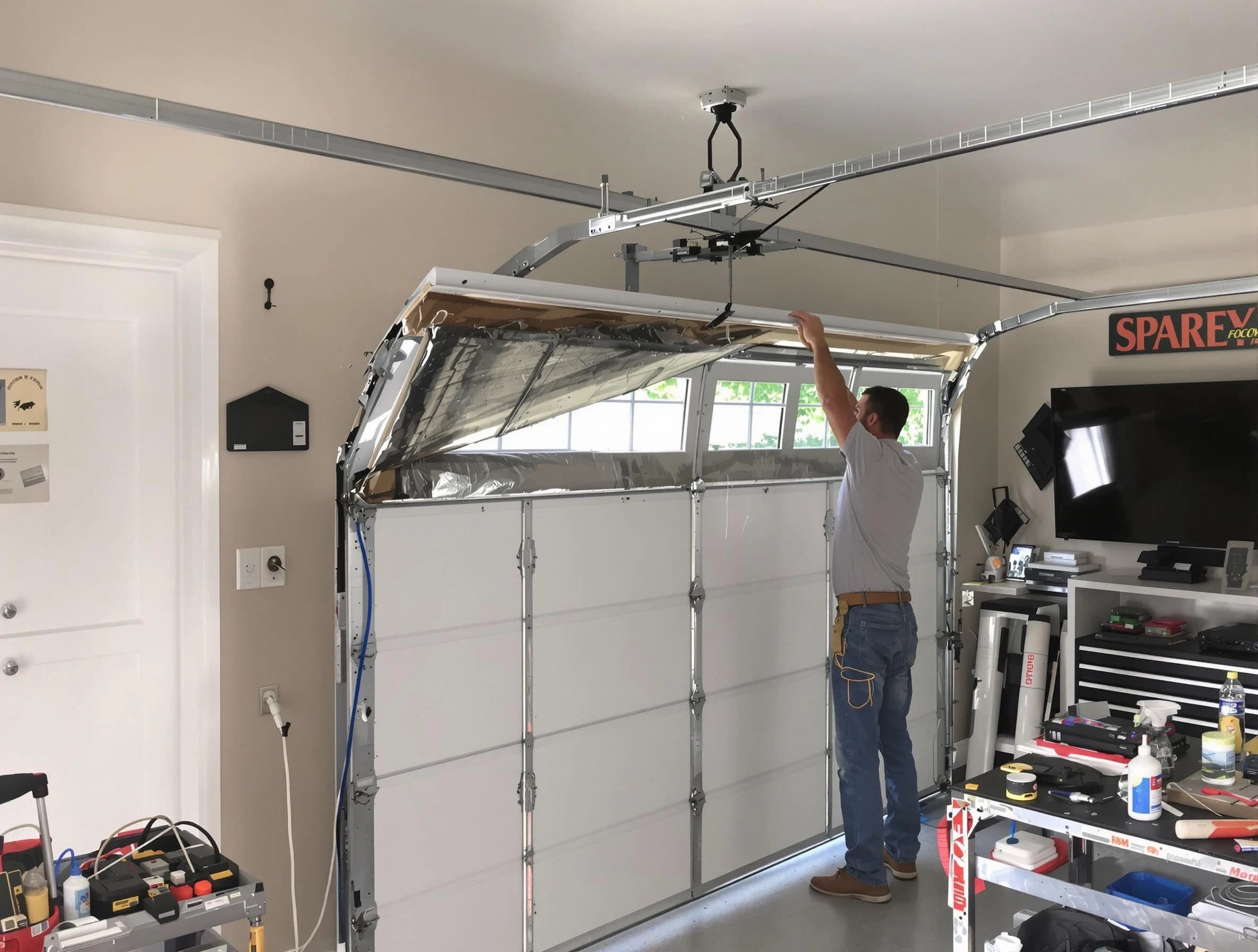 Garage door section replacement by Del City Garage Door Repair in Del City