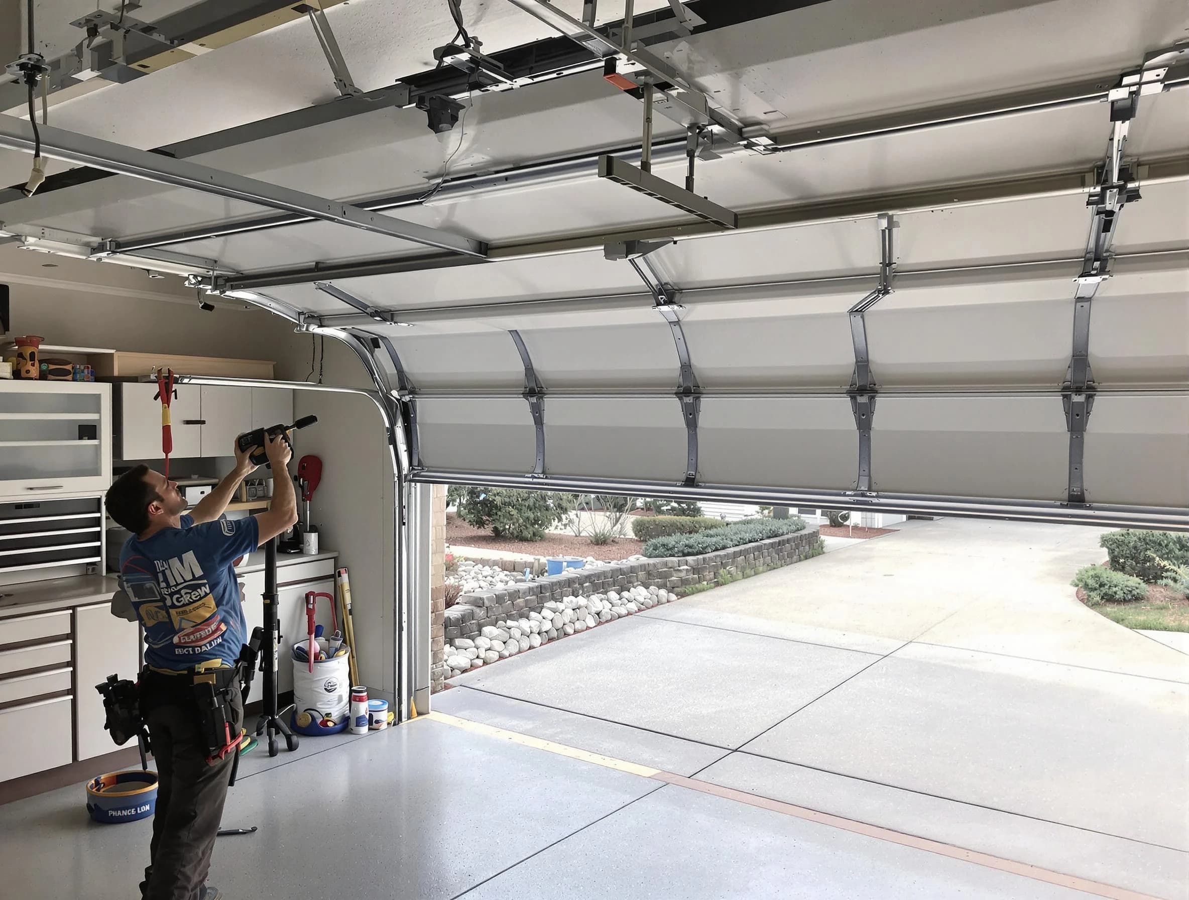 Garage door track repair service by Del City Garage Door Repair in Del City