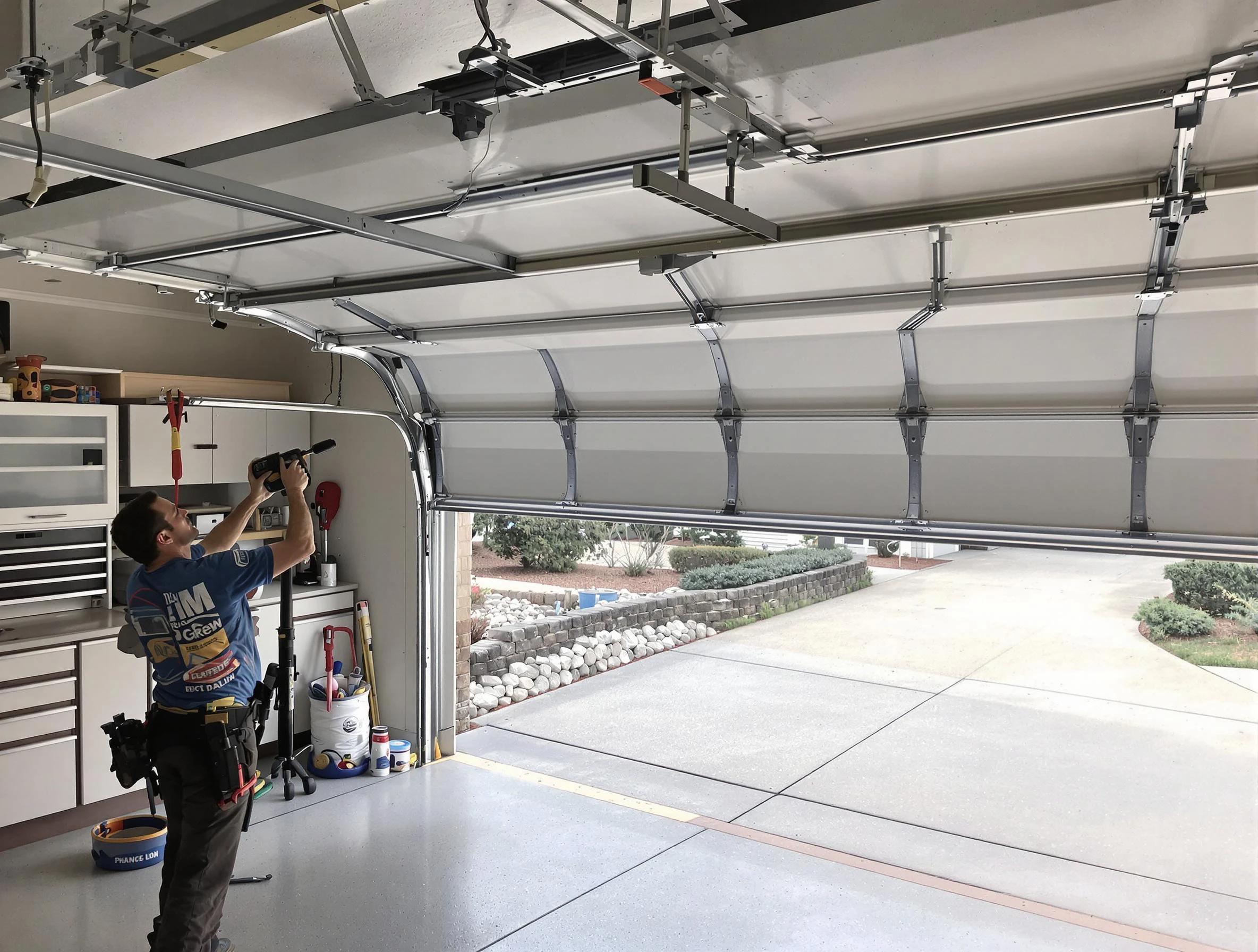 Garage door track repair service by Del City Garage Door Repair in Del City